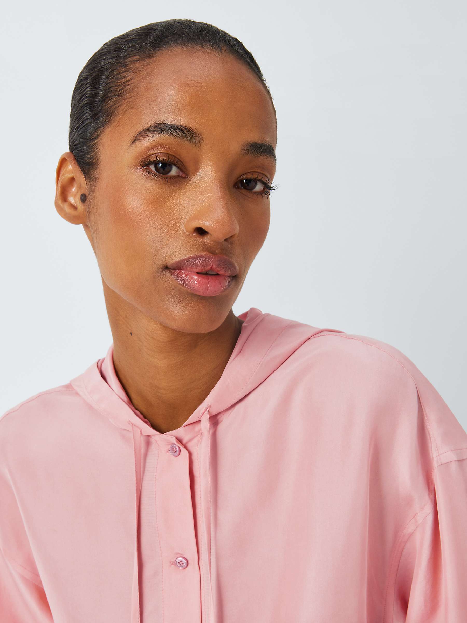 Buy Weekend MaxMara Arnaldo Silk Hooded Shirt, Pink Online at johnlewis.com