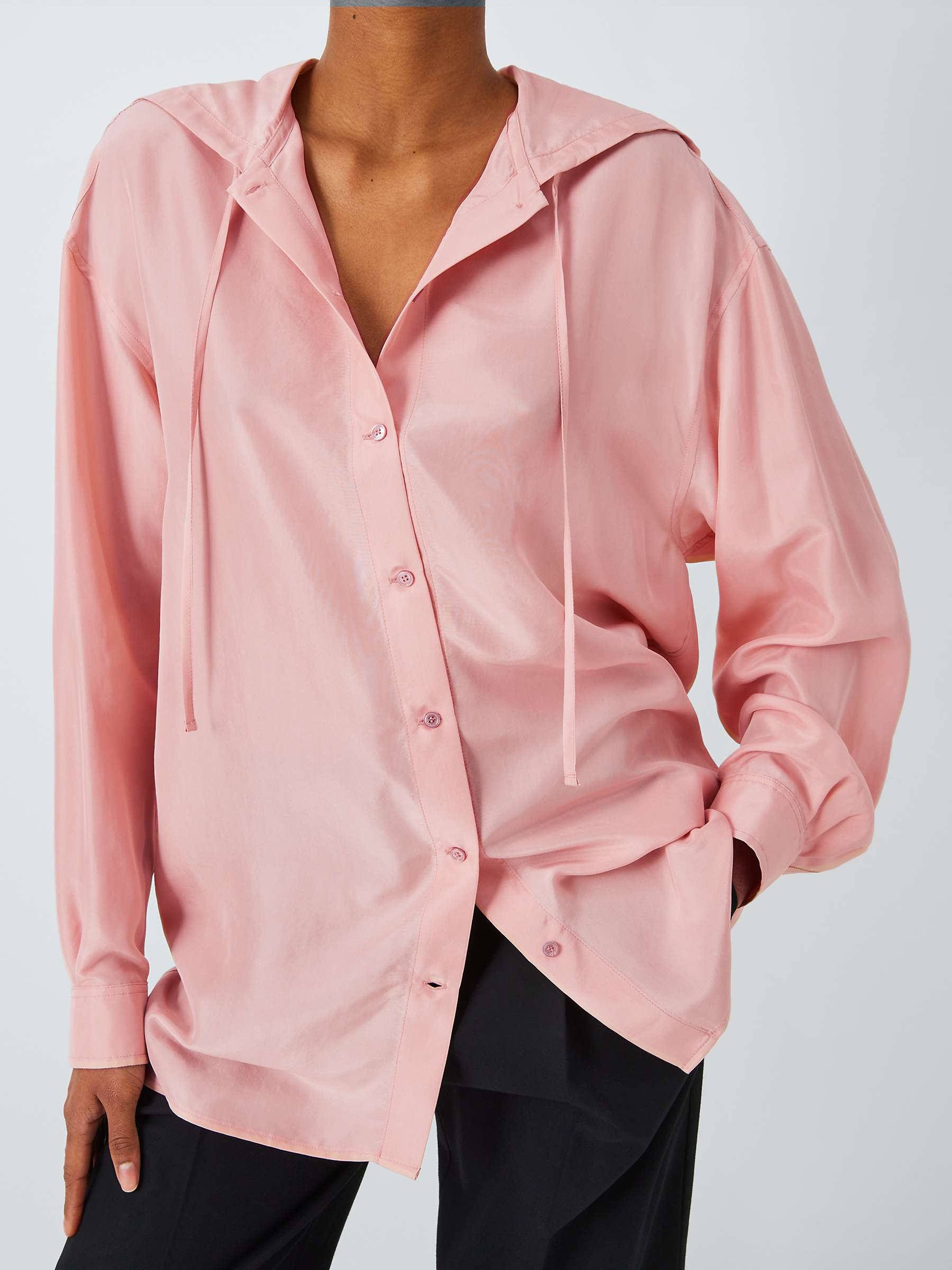 Buy Weekend MaxMara Arnaldo Silk Hooded Shirt, Pink Online at johnlewis.com