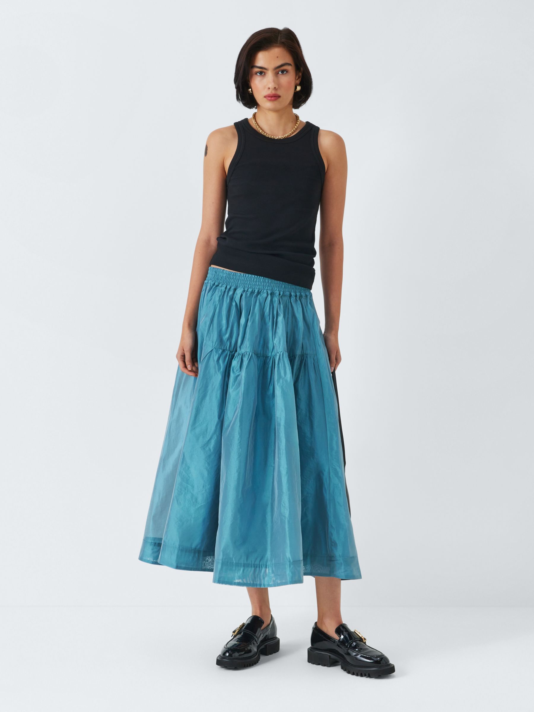 Buy Weekend MaxMara Eros Silk Midi Skirt, Light Blue Online at johnlewis.com