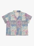 The New Society Kids' Downtown Revere Collar Shirt, Blue/Multi