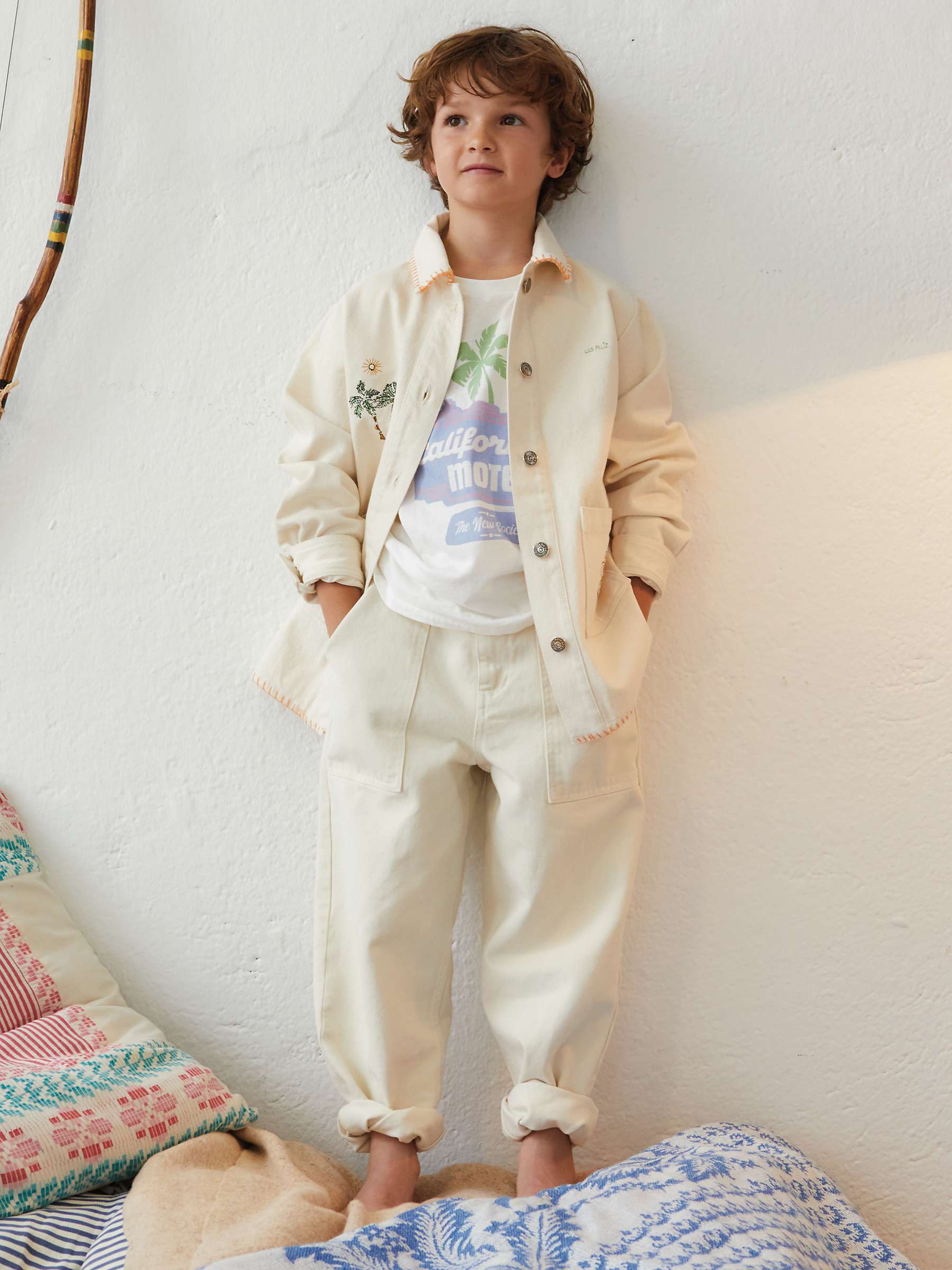 Buy The New Society Kids' Woodland Denim Trousers, Beige Online at johnlewis.com