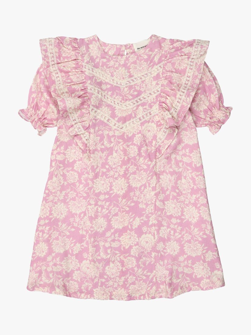 The New Society Kids' Santa Clarita Floral Print Dress, Pink/White, 3 years