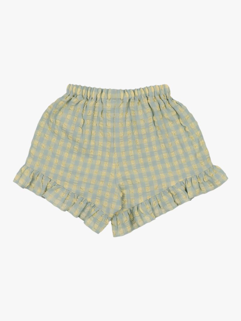 The New Society Kids' Check Ruffle Detail Shorts, Yellow/Green, 8 years