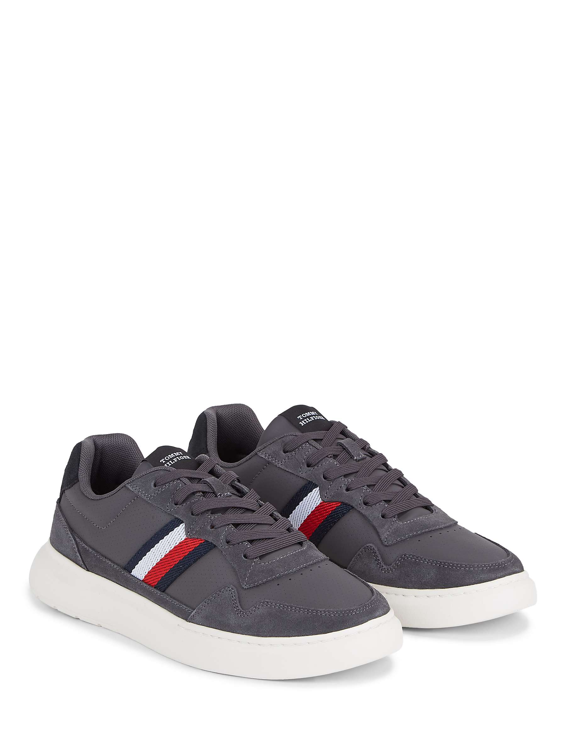 Buy Tommy Hilfiger Leather Trainers, Grey Online at johnlewis.com