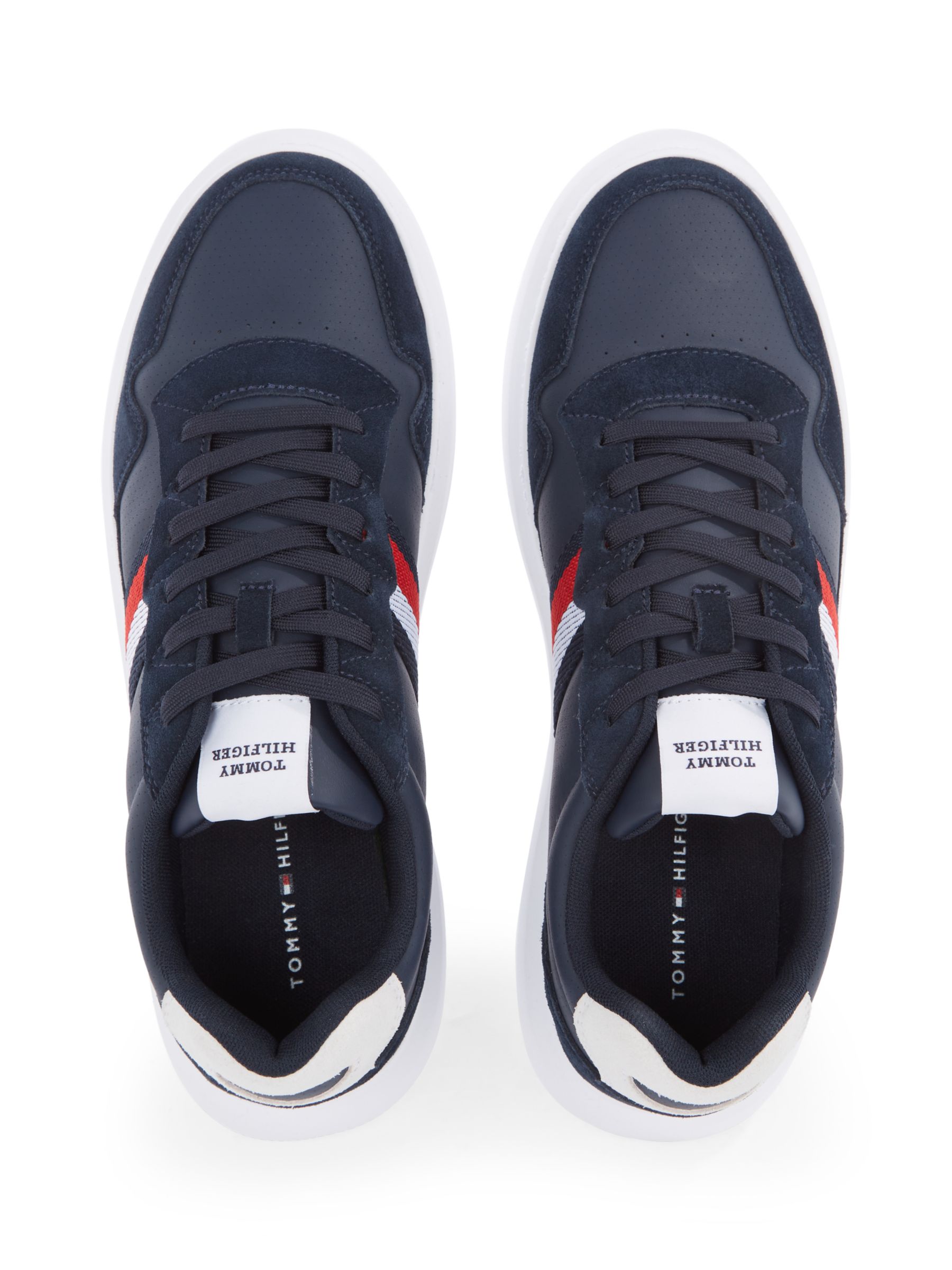Buy Tommy Hilfiger Leather TH Trainers, Desert Sky Online at johnlewis.com