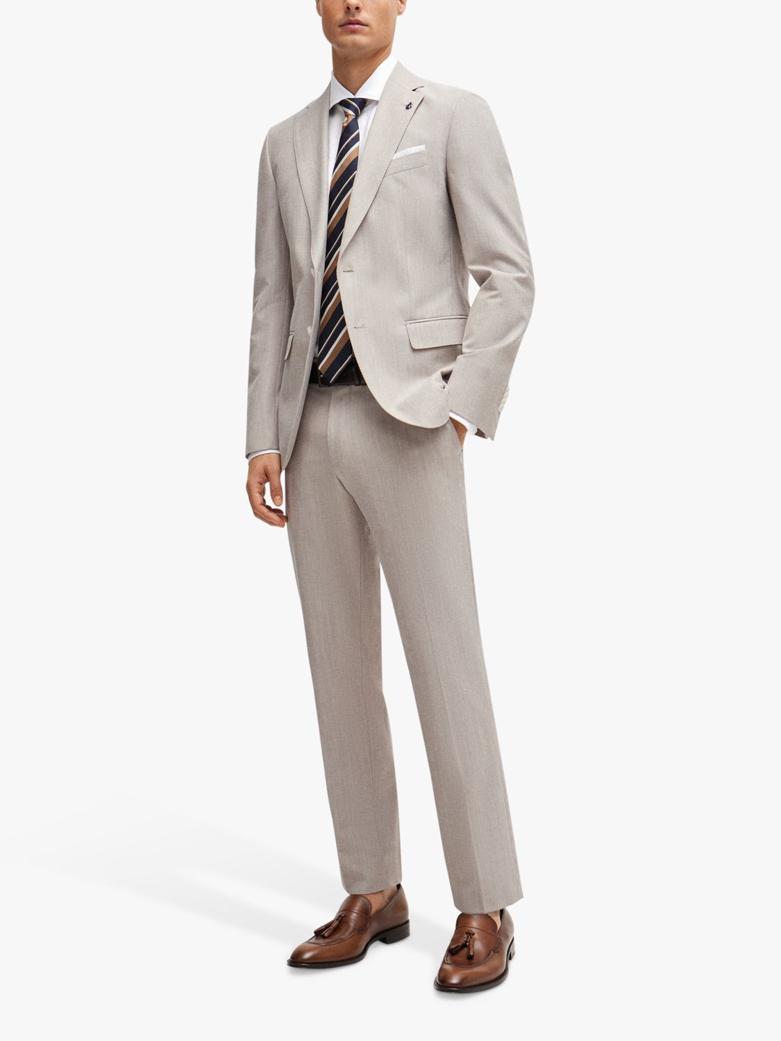 Buy BOSS H-Hutson Wool Blend Slimt Fit Suit Jacket, Medium Beige Online at johnlewis.com