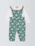 John Lewis Heirloom Collection Baby Floral Dungarees and Blouse Set, Blue