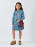 John Lewis Kids' Frill Collar Denim Shirt, Mid Blue Denim