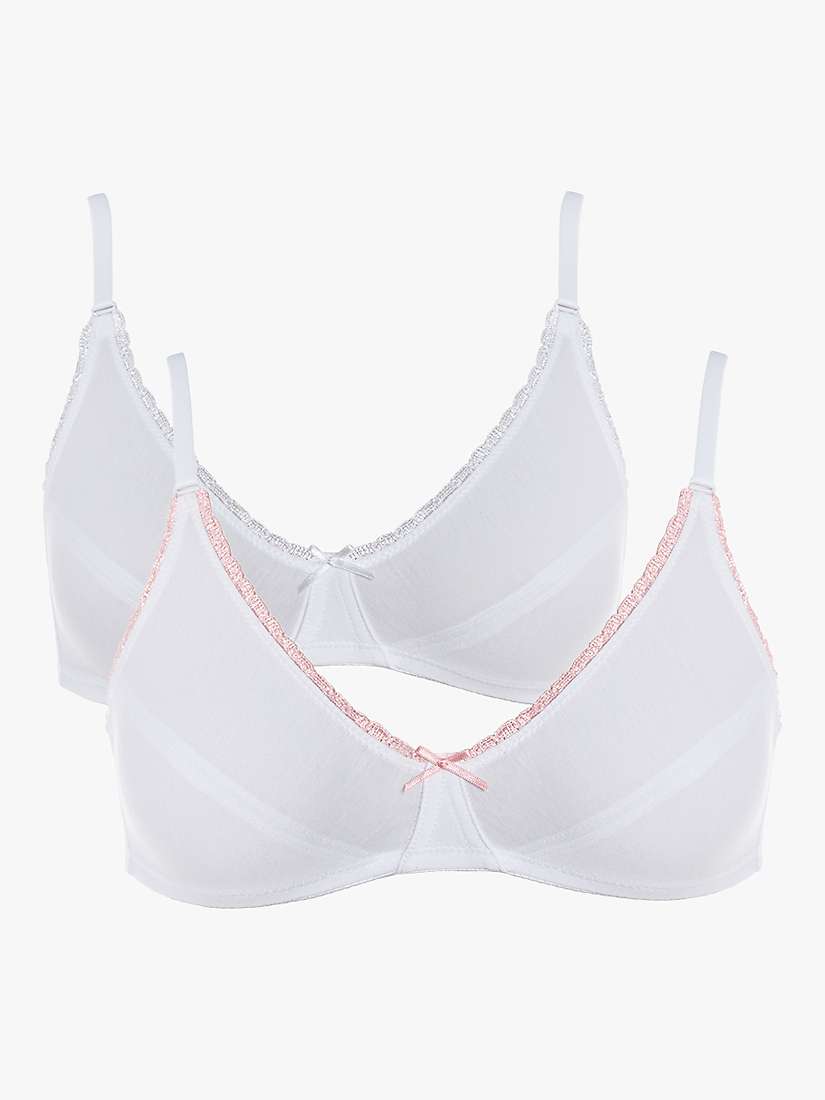 Buy Royce Petite Cotton Non-Wired Bra, Pack of 2, White/Pink Online at johnlewis.com