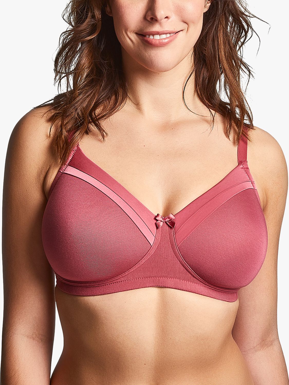 Oola Lingerie Lace and Logo Longline Underwired Bra, Red