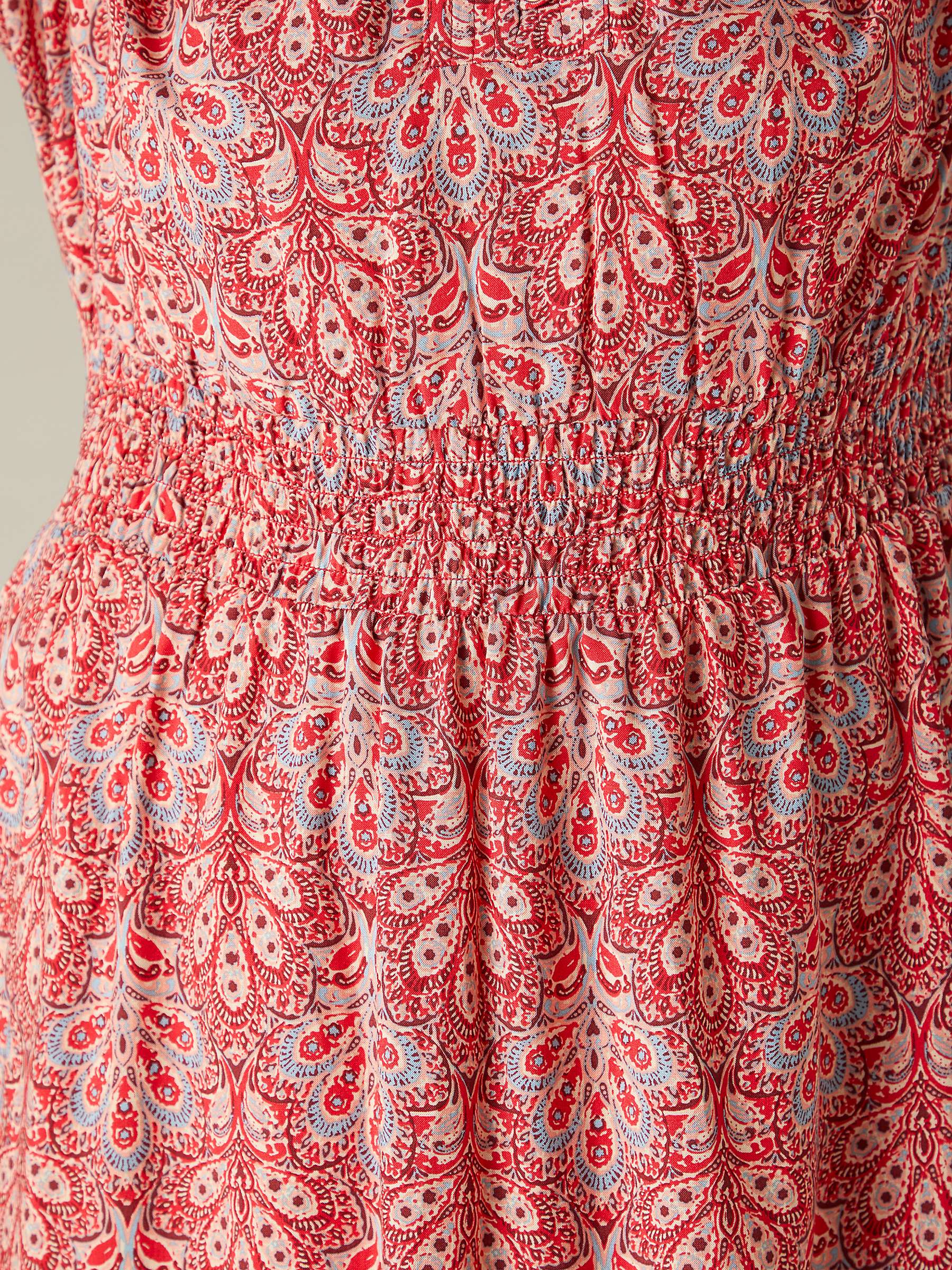 Buy Live Unlimited Curve Paisley Print Shirred Waist Midaxi Dress, Red/Multi Online at johnlewis.com