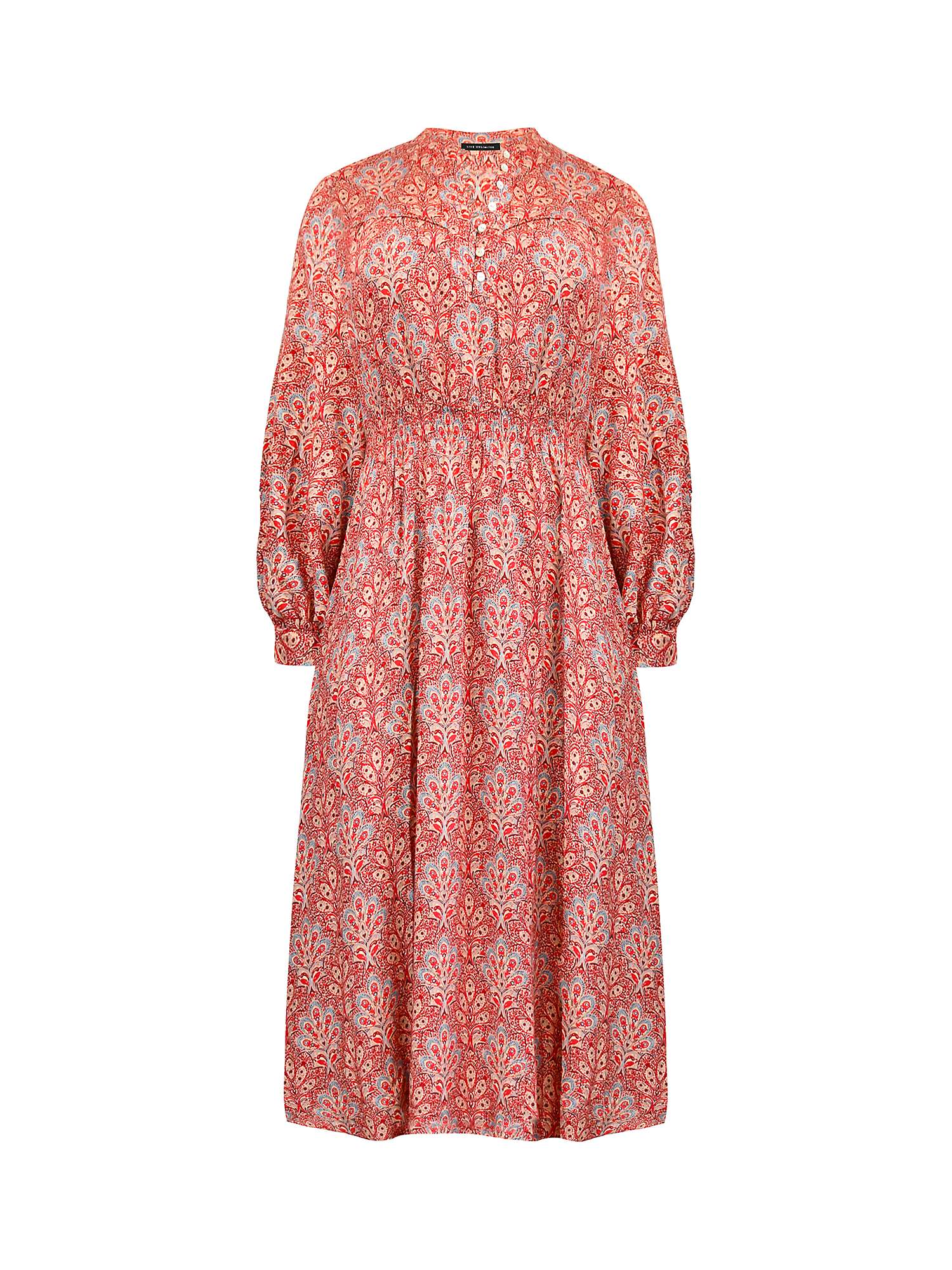 Buy Live Unlimited Curve Paisley Print Shirred Waist Midaxi Dress, Red/Multi Online at johnlewis.com
