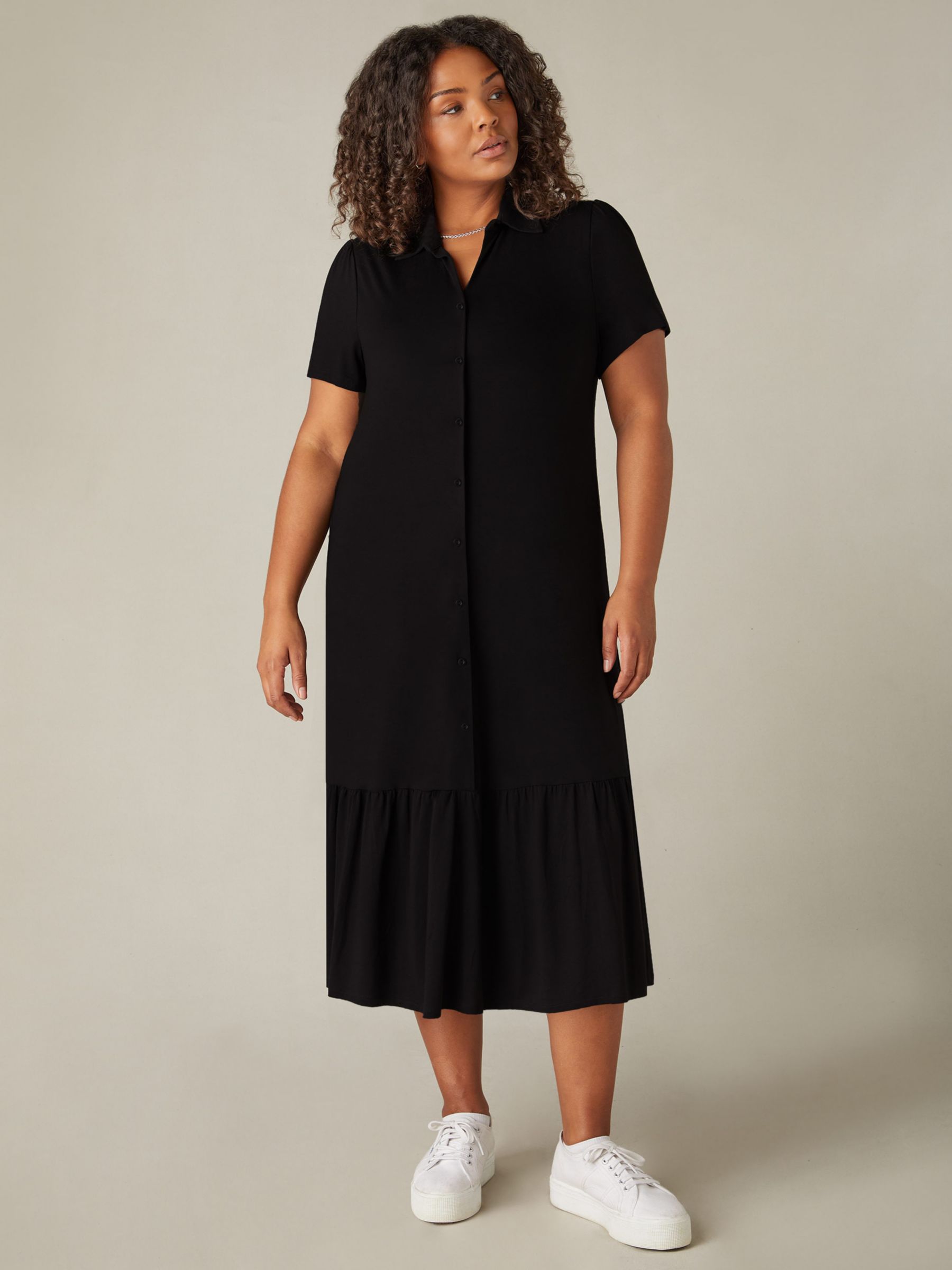 Live Unlimited Curve Jersey Shirt Midaxi Dress, Black, 22