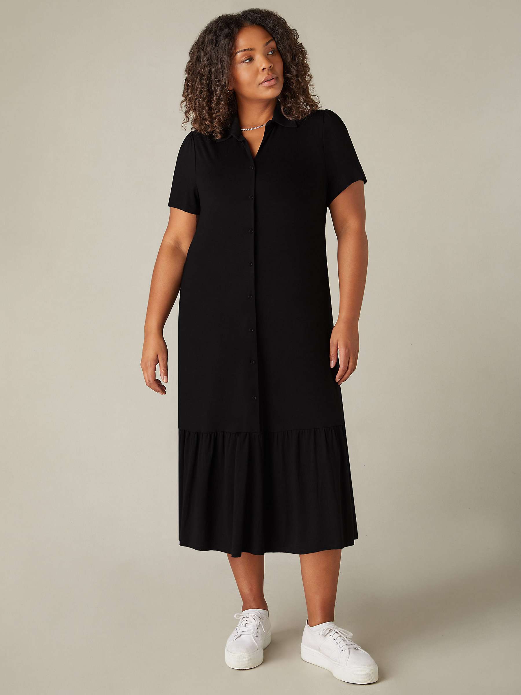 Buy Live Unlimited Curve Jersey Shirt Midaxi Dress, Black Online at johnlewis.com