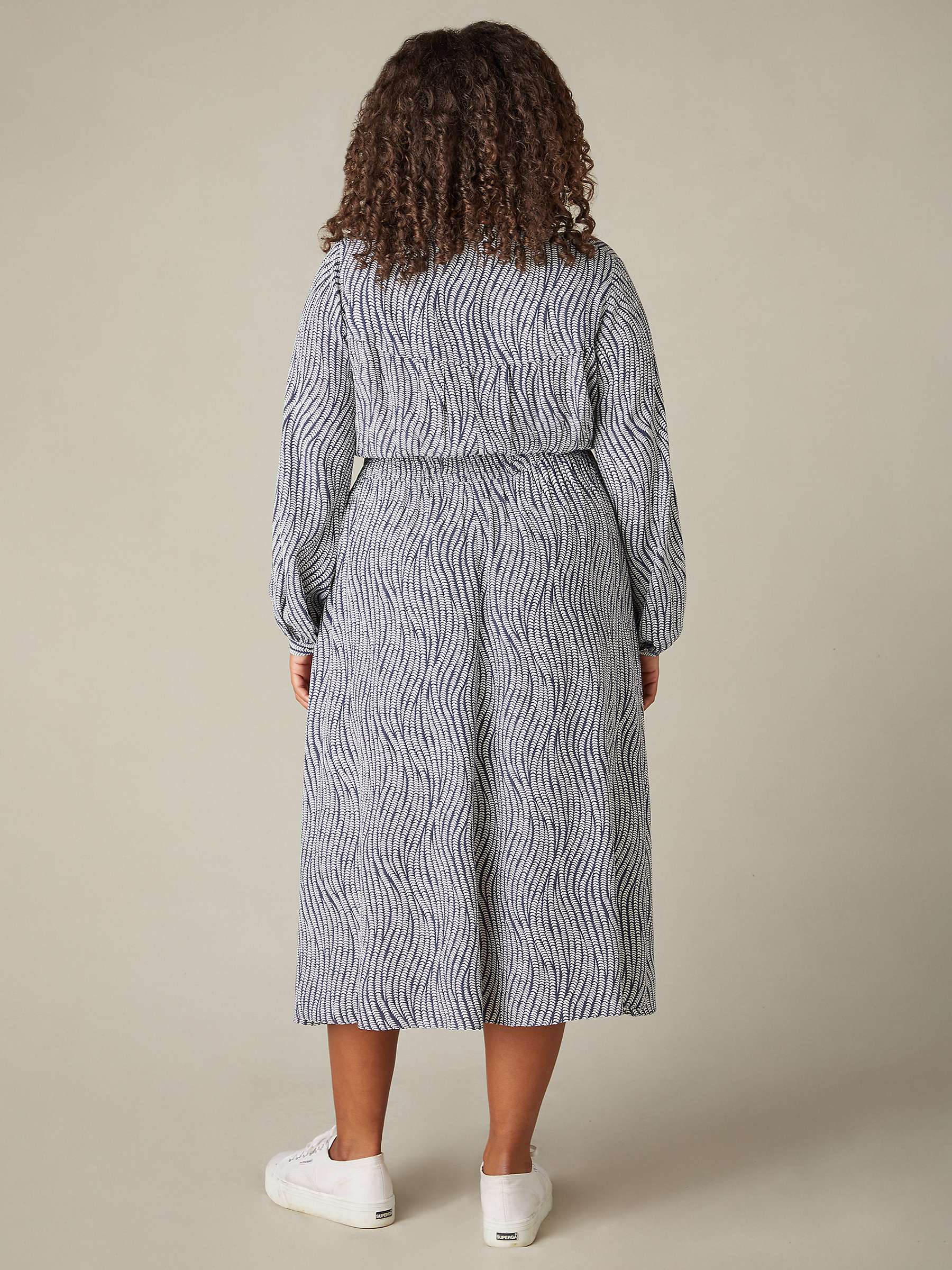 Buy Live Unlimited Curve Leaf Print Shirred Waist Midaxi Dress, Grey/Multi Online at johnlewis.com
