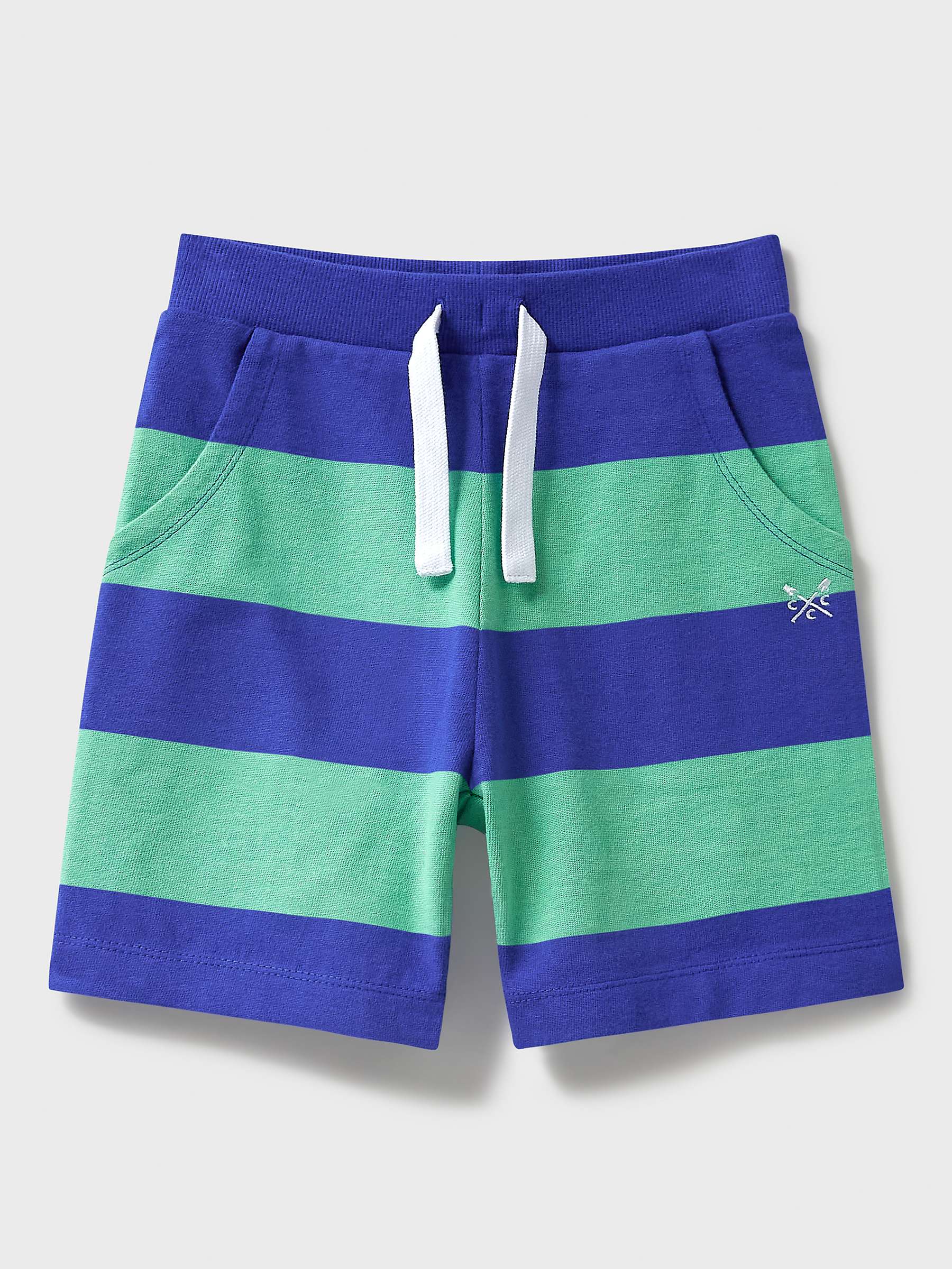 Buy Crew Clothing Kids' Rugby Stripe Jogger Shorts, Navy Blue/Green Online at johnlewis.com