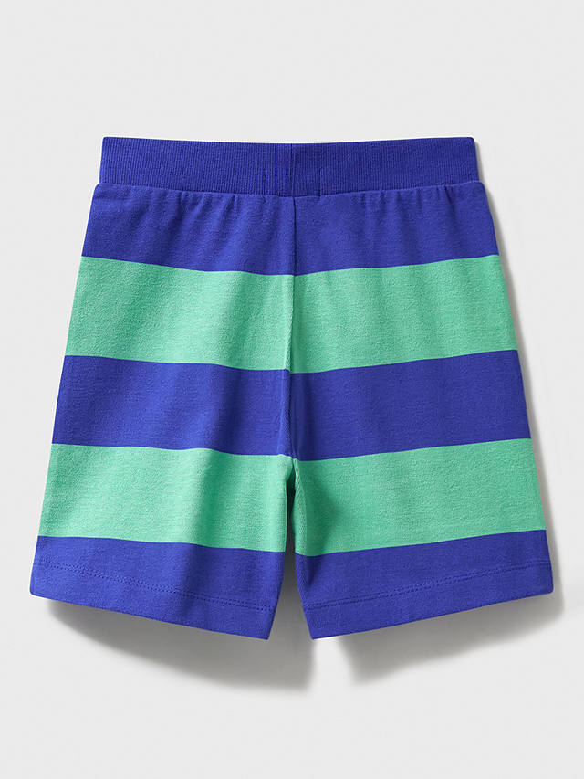 Crew Clothing Kids' Rugby Stripe Jogger Shorts, Navy Blue/Green