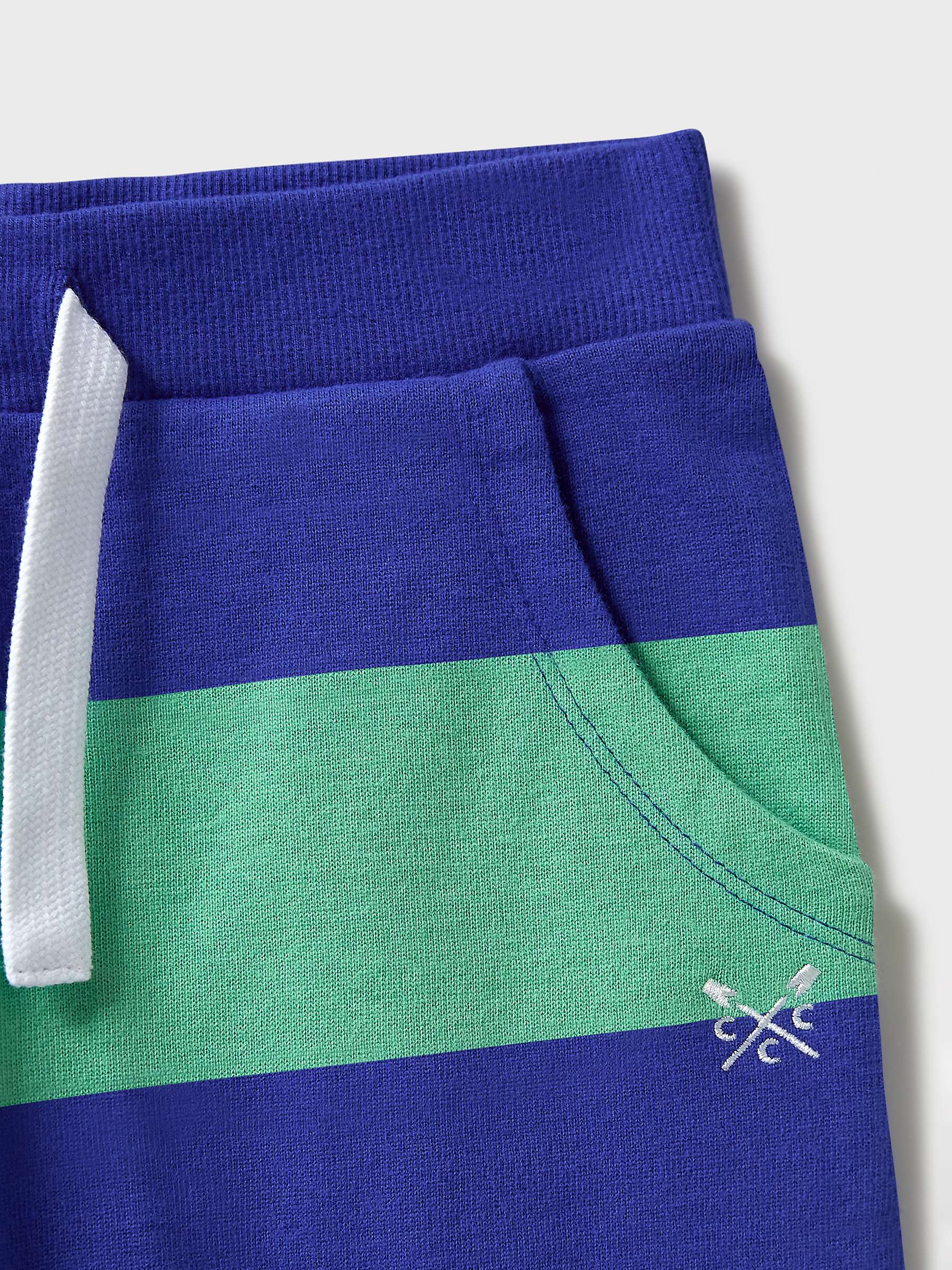Buy Crew Clothing Kids' Rugby Stripe Jogger Shorts, Navy Blue/Green Online at johnlewis.com
