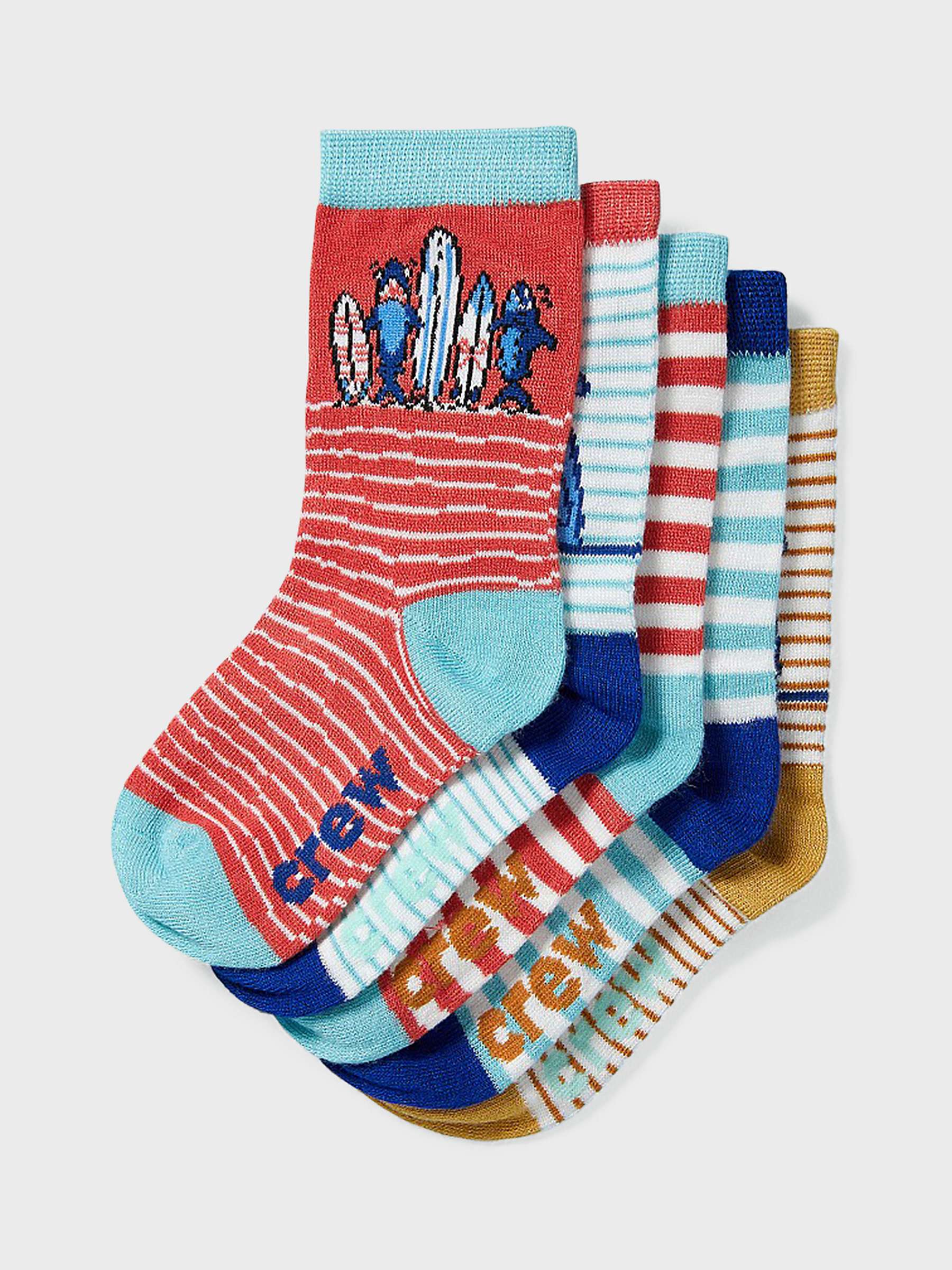 Buy Crew Clothing Kids' Bamboo Blend Shark Print Socks, Pack of 5, Red/Multi Online at johnlewis.com