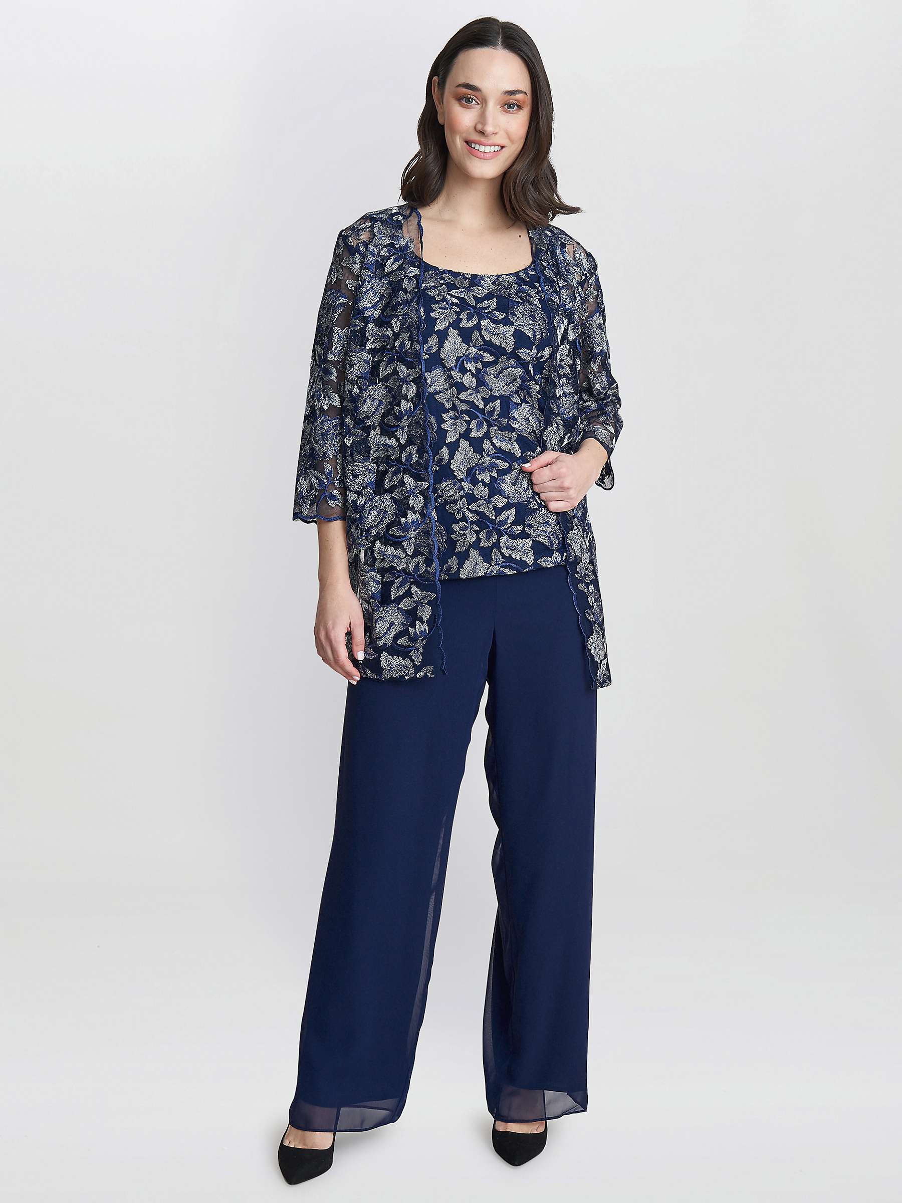 Buy Gina Bacconi Nikki Three Piece Trouser Suit, Navy/Silver Online at johnlewis.com