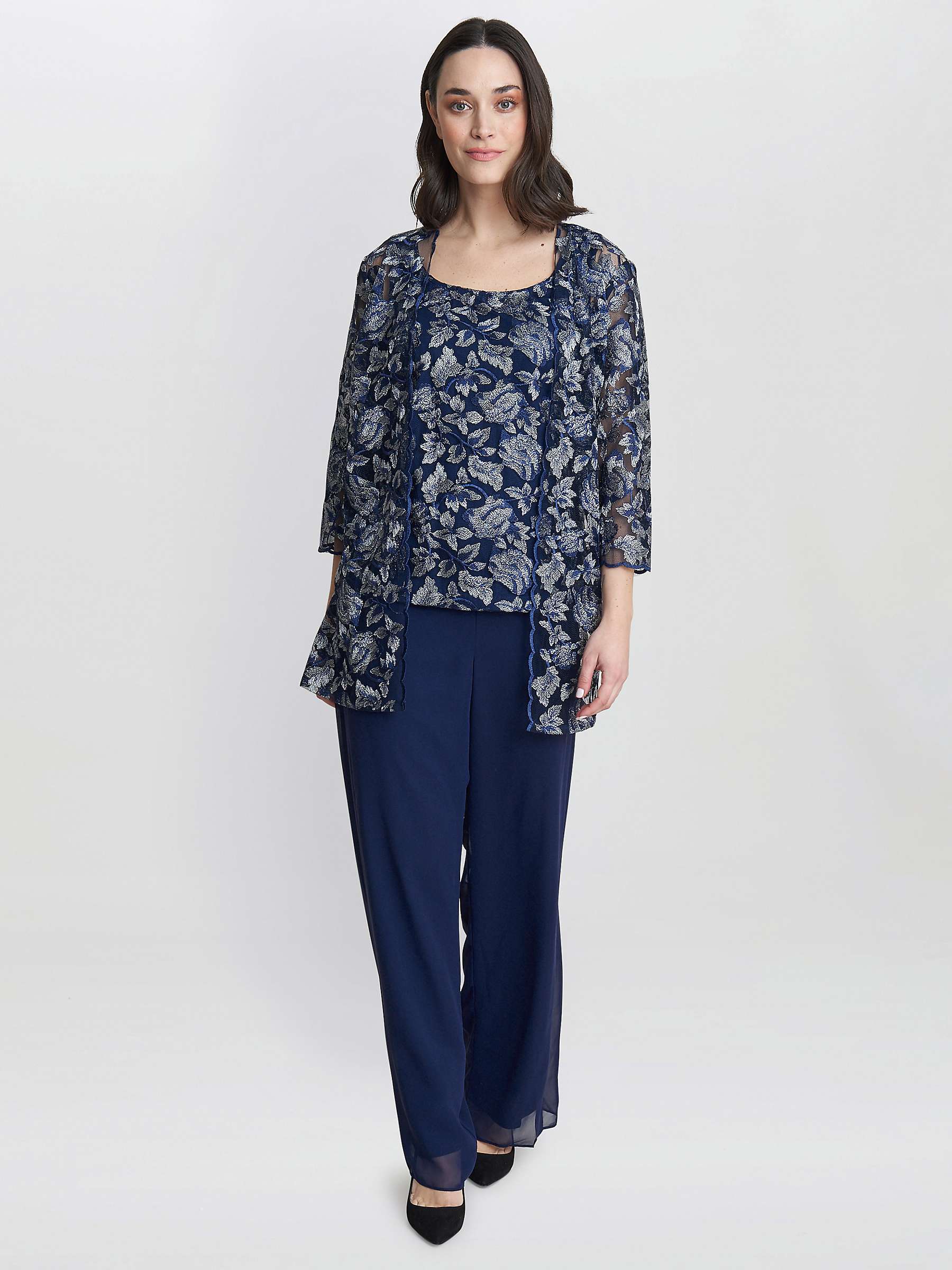 Buy Gina Bacconi Nikki Three Piece Trouser Suit, Navy/Silver Online at johnlewis.com