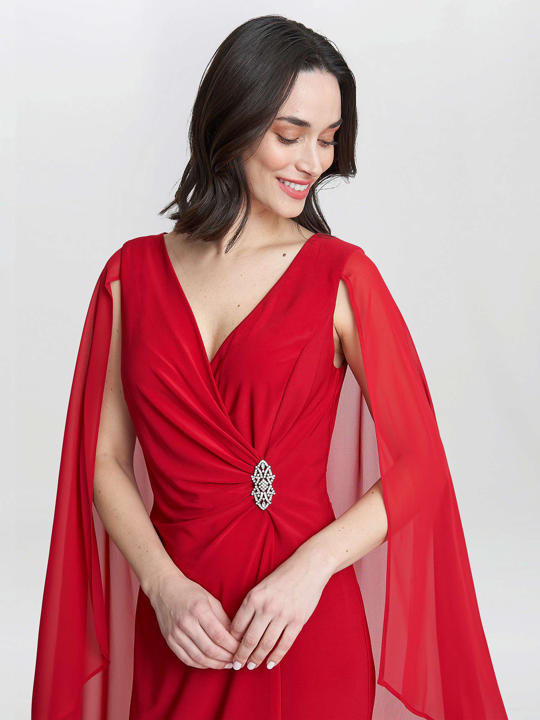 Buy Gina Bacconi Lisa Faux Wrap Jersey Dress with Cape, Red Online at johnlewis.com