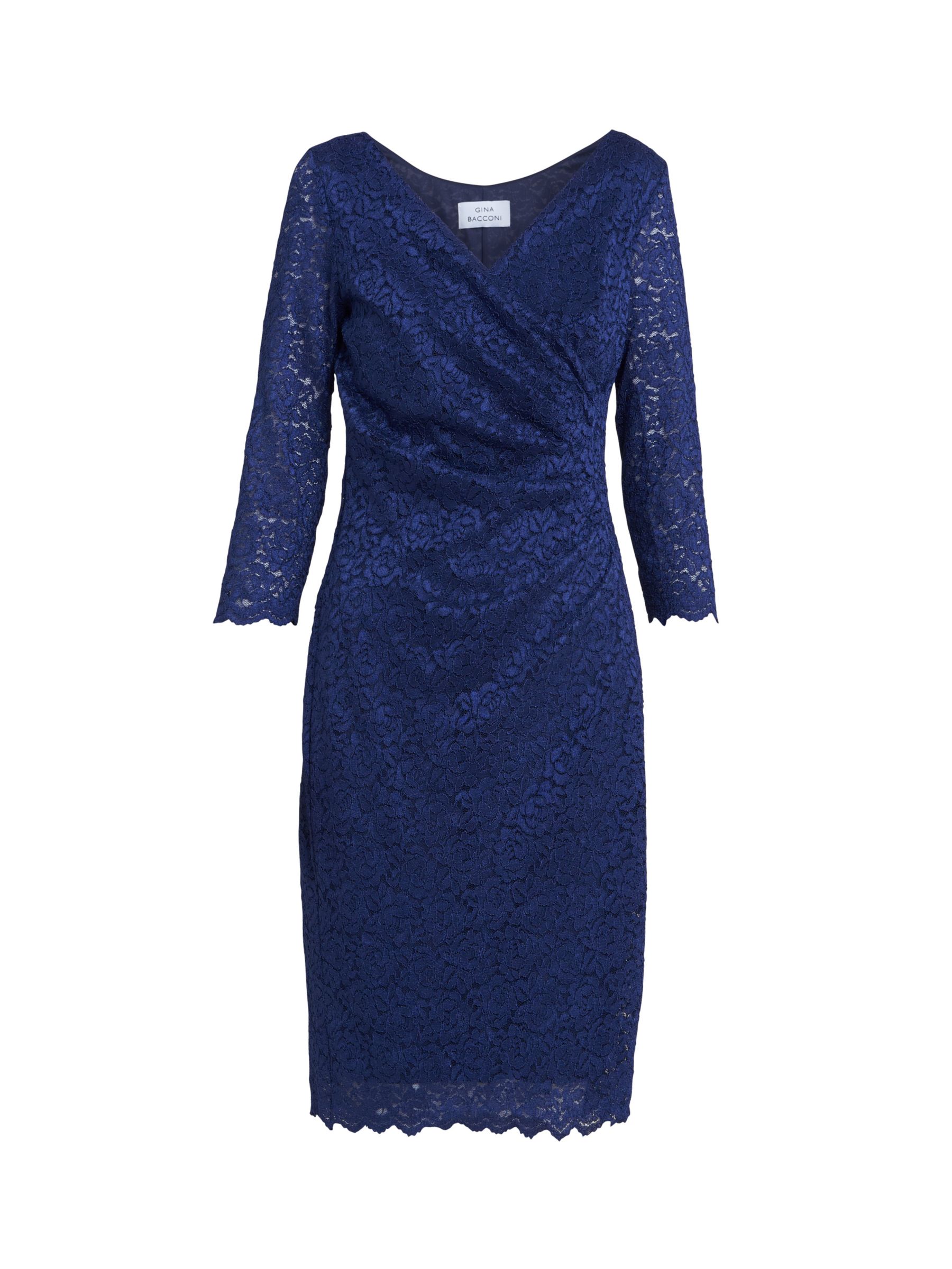 Buy Gina Bacconi Melody Lace Wrap Dress, Navy Online at johnlewis.com
