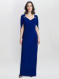 Gina Bacconi Jenna Draped Back Shoulder Maxi Dress, Electric Blue