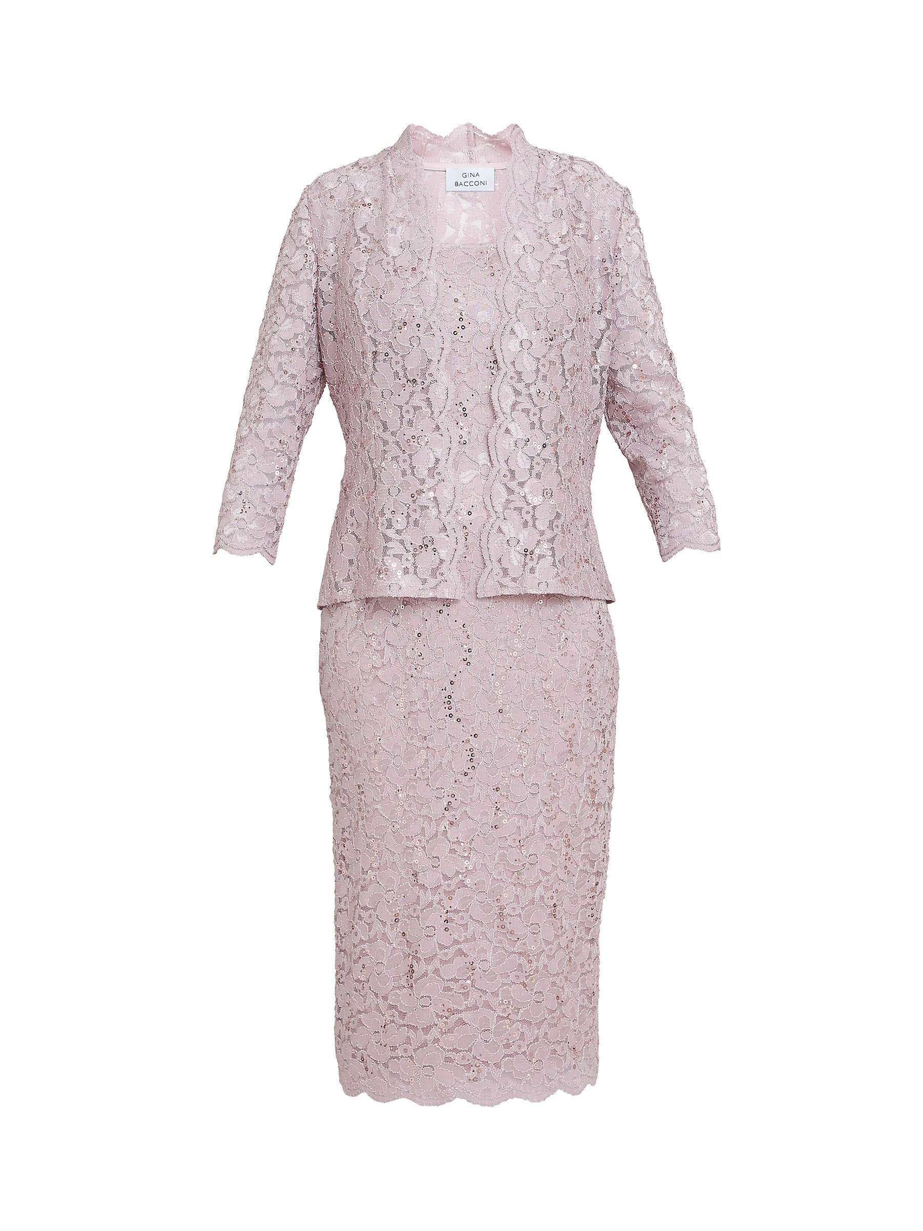 Buy Gina Bacconi Kayla Lace Jacket And Midi Dress, Blush Online at johnlewis.com