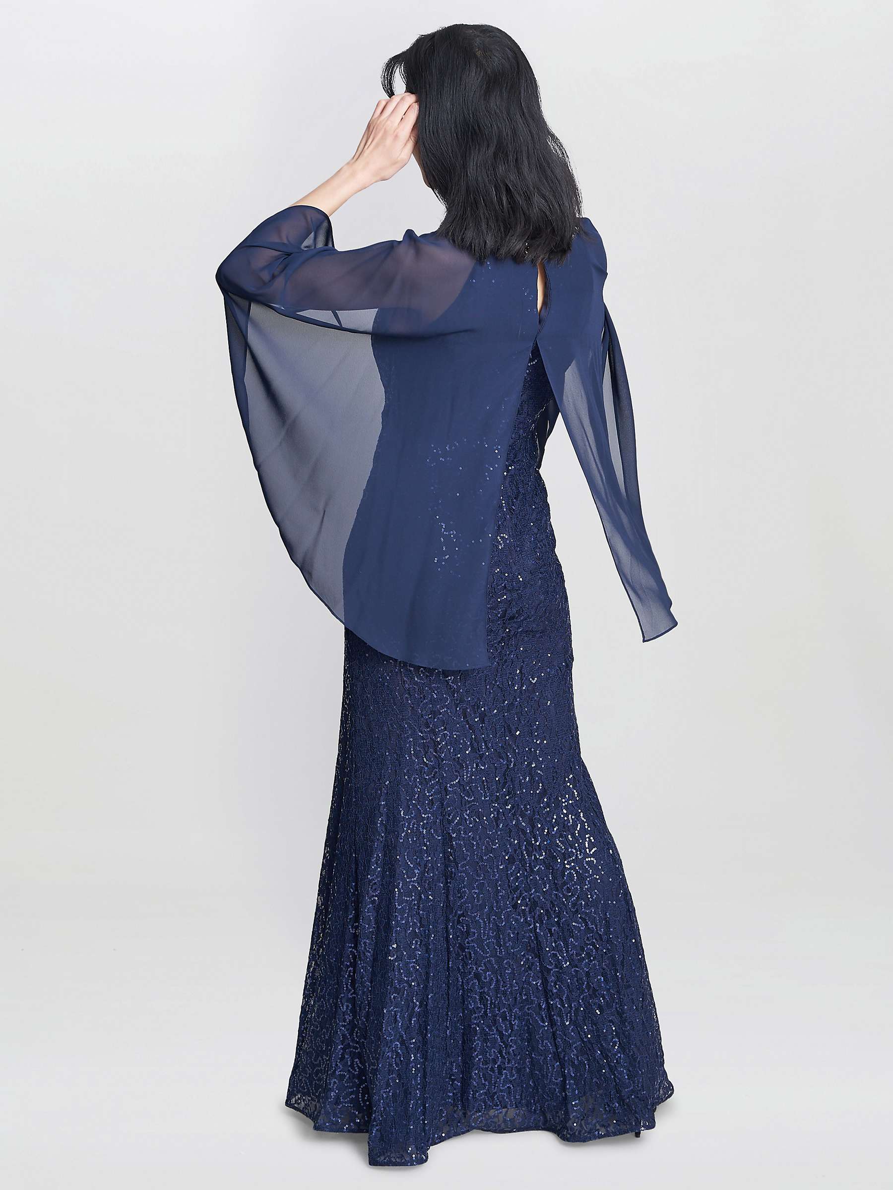 Buy Gina Bacconi Florence Keyhole Neck Sequin Lace Fit and Flare, Navy Online at johnlewis.com