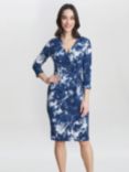 Gina Bacconi Bonnie Jersey Wrap Dress, Navy/White