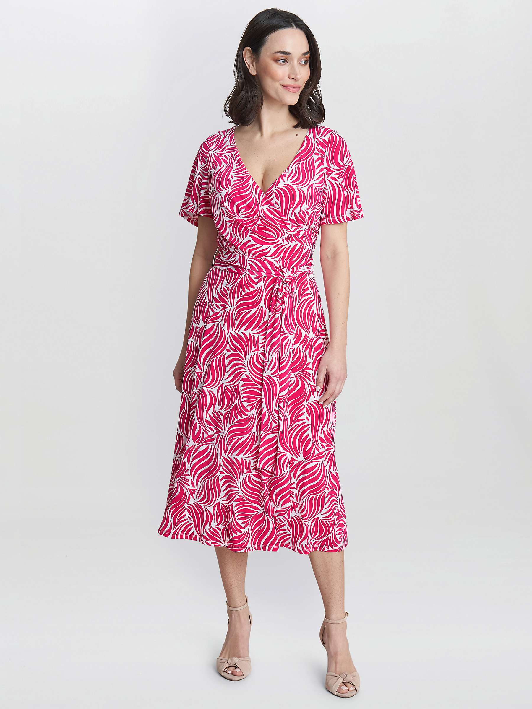 Buy Gina Bacconi Lacey Fit And Flare Dress, Dark Pink/White Online at johnlewis.com