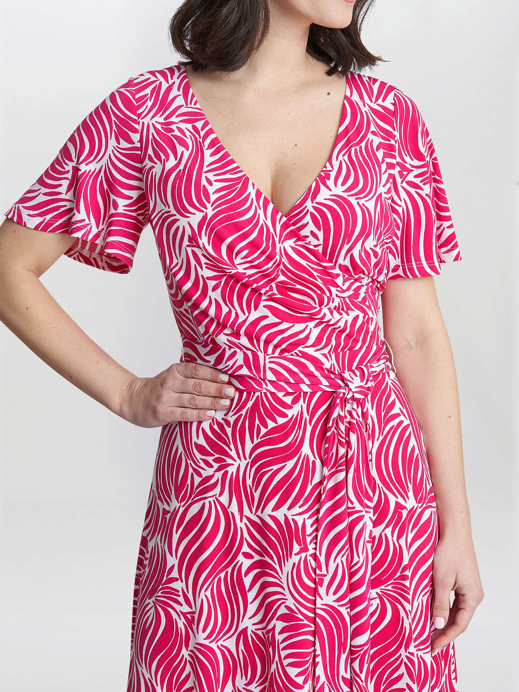 Buy Gina Bacconi Lacey Fit And Flare Dress, Dark Pink/White Online at johnlewis.com