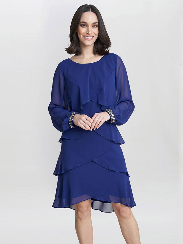 Gina Bacconi Sakura Tiered Rhinestone Cuff Dress, Iris