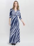 Gina Bacconi Carly Jersey Wrap Maxi Dress, Navy Pearl