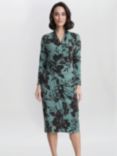 Gina Bacconi Ivy Floral Wrap Jersey Dress, Sage/Black