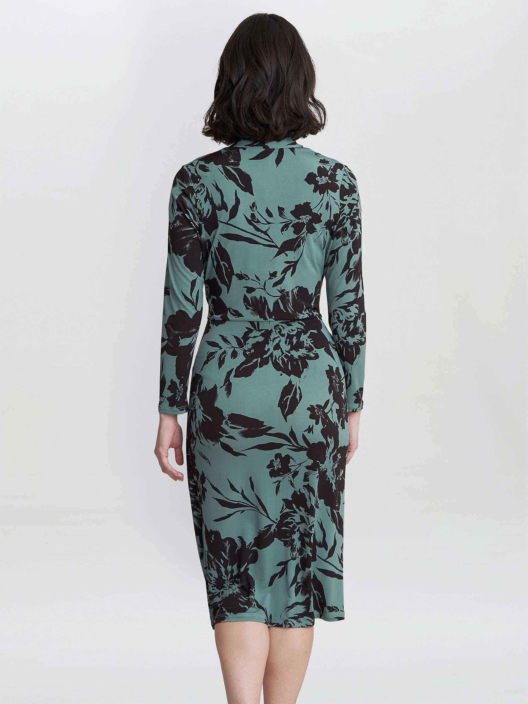 Buy Gina Bacconi Ivy Floral Wrap Jersey Dress, Sage/Black Online at johnlewis.com