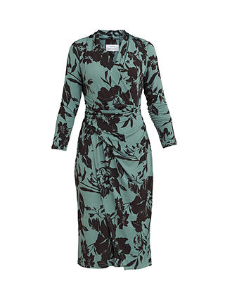 Gina Bacconi Ivy Floral Wrap Jersey Dress, Sage/Black