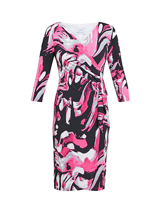 Gina Bacconi Anabelle Printed Jersey Wrap Effect Dress, Pink/Multi