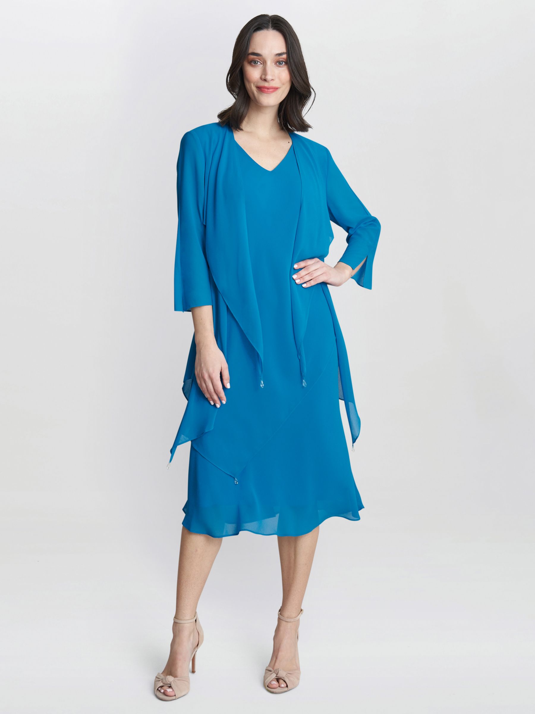 Gina Bacconi Rita Two Piece Jacket and Dress, Blue at John Lewis & Partners