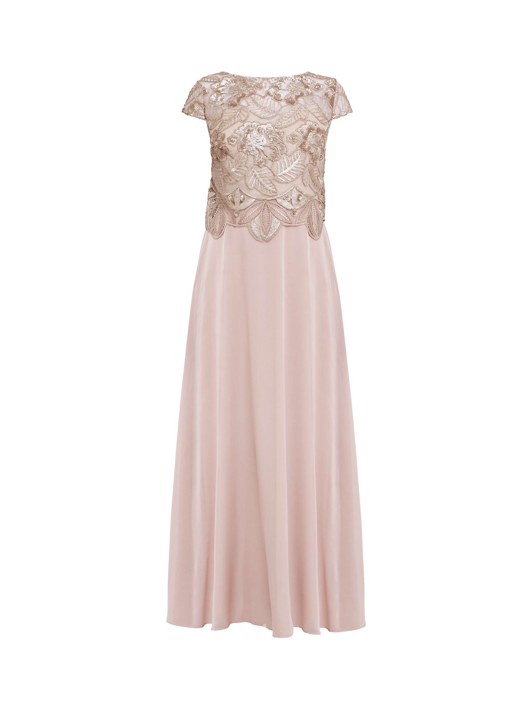 Buy Gina Bacconi Shirley Sequin Bodice Maxi Dress, Rose Gold Online at johnlewis.com