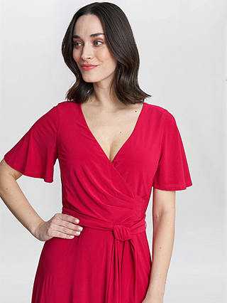 Gina Bacconi Donna Wrap Effect Jersey Dress, Magenta