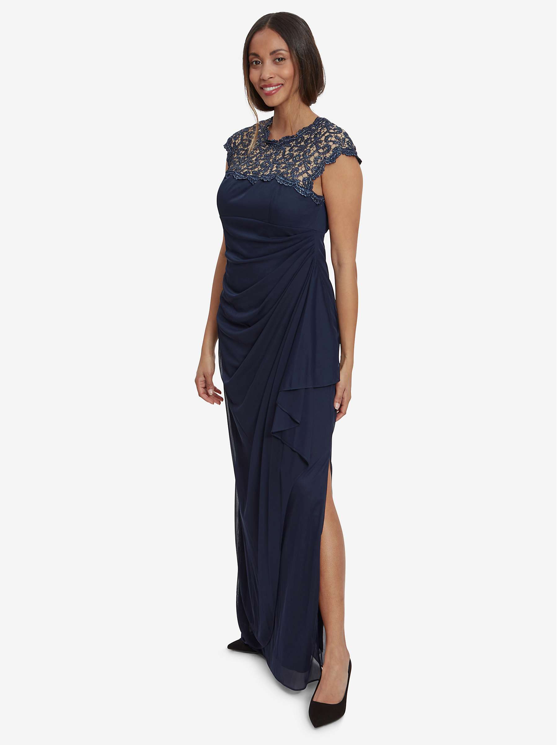 Buy Gina Bacconi Eleanor Maxi Mesh Dress, Navy Online at johnlewis.com