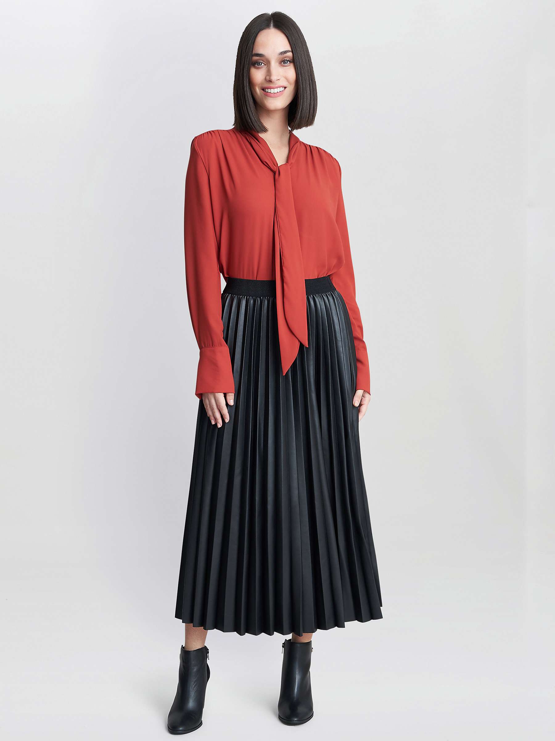 Buy Gina Bacconi Shelby Bow Blouse, Rust Online at johnlewis.com