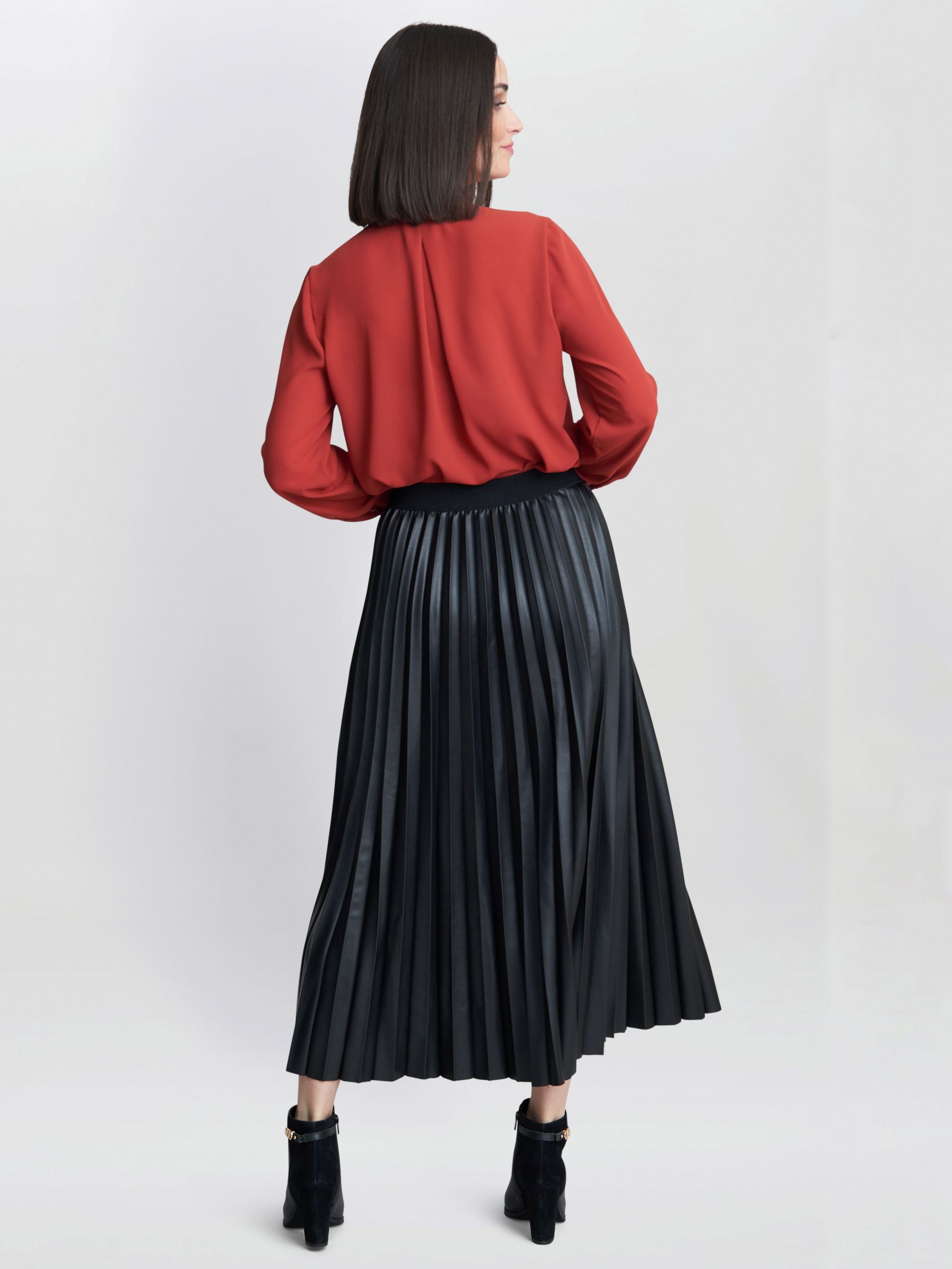 Buy Gina Bacconi Tatiana Pleated Midi Faux Leather Skirt, Black Online at johnlewis.com