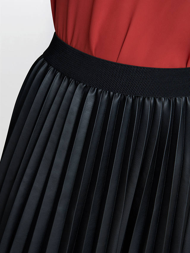 Gina Bacconi Tatiana Pleated Midi Faux Leather Skirt, Black