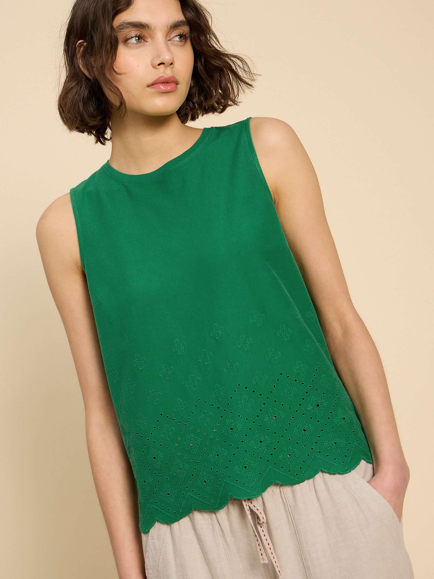 Buy White Stuff Silvia Broderie Detail Sleeveless Top Online at johnlewis.com