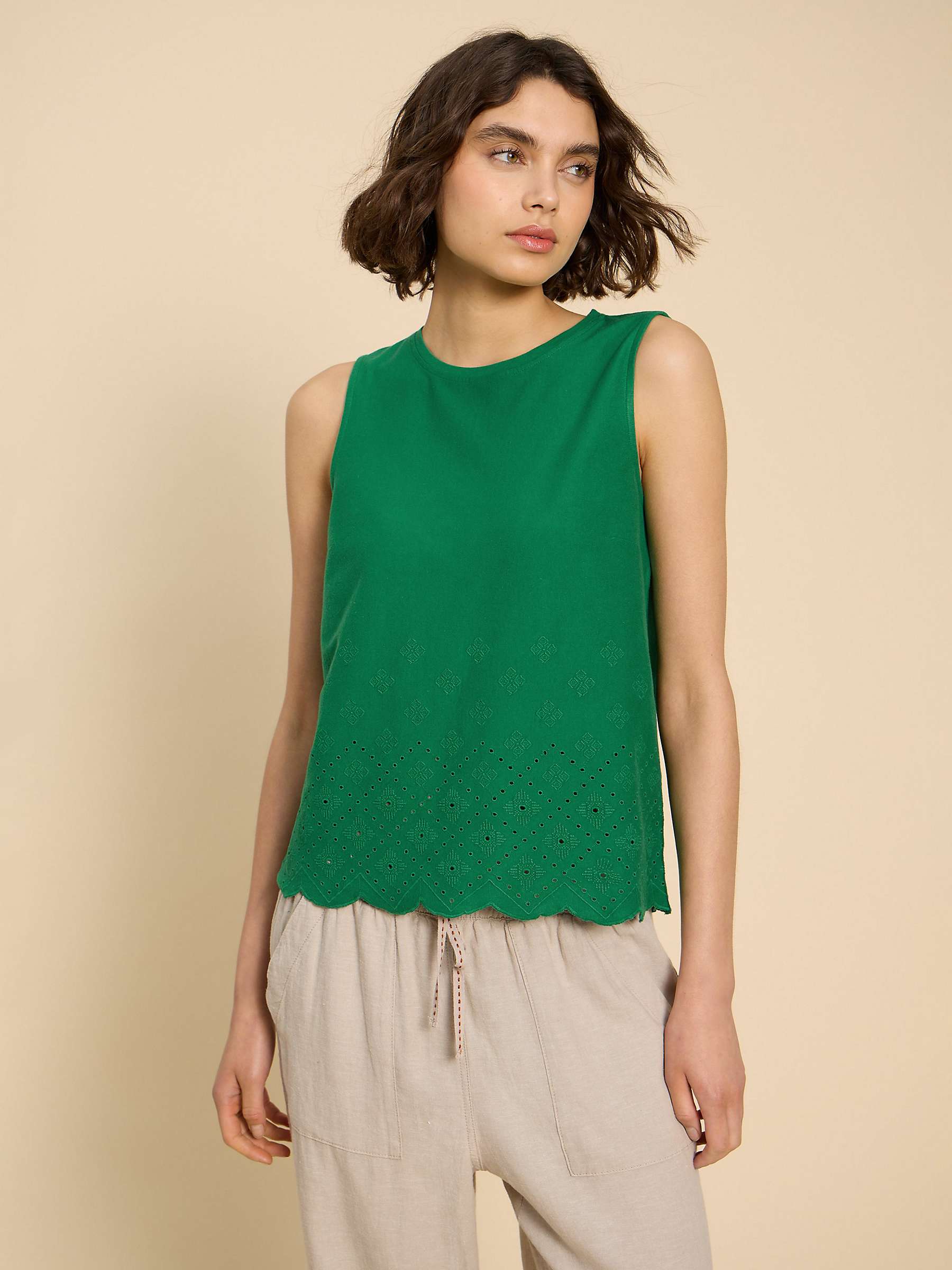 Buy White Stuff Silvia Broderie Detail Sleeveless Top Online at johnlewis.com