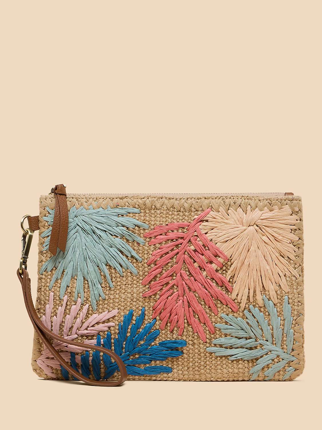 Buy White Stuff Sophie Embroidered Pouch, Natural/Multi Online at johnlewis.com