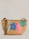 White Stuff Floral Jute Crossbody Bag, Natural/Multi